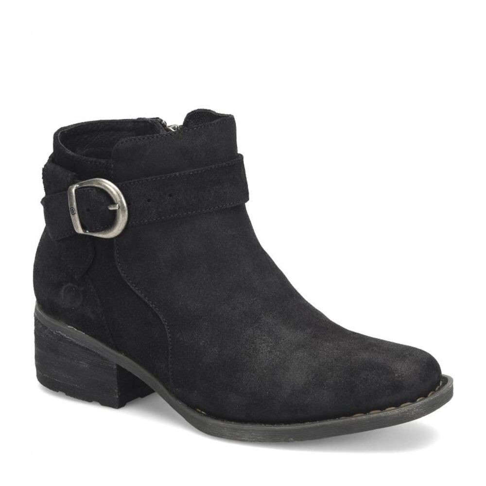 BORN MOROCCO LEATHER ANKLE BOOTIES IN BLACK DISTRESSED NWOB‎ WOMEN'S SIZE 5.5